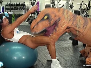 Camsoda - Hot milf stepmom fucked by trex connected with transparent gym sex