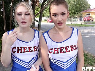 Magnificent cheerleading foursome in Unresponsive Tryouts