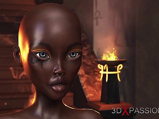 Sexe dans l'Égypte ancienne! Anubis baise un jeune esclave égyptien dans son house of worship