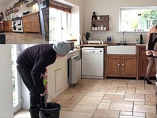 UK Stunt man Housewife Teasing spielt dann mit der glücklichen Unsuspicious Fensterputzer Selbstaufnahme Stake